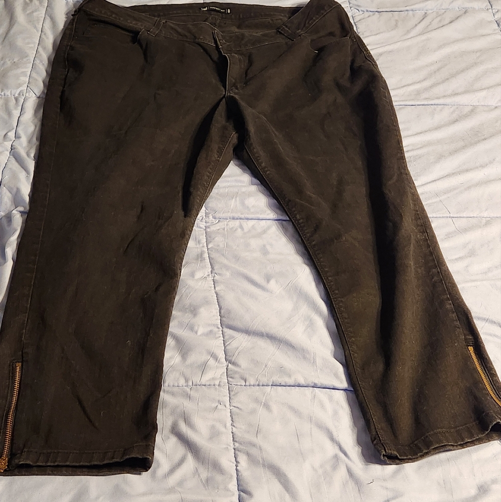 Lee Women's Black Denim Ankle Length Jeans With Zippers At The Ankles Size 22W